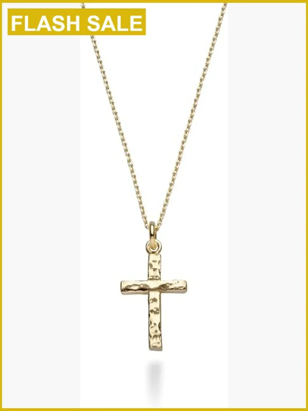 925 Sterling Silver Hammered Cross Pendant Necklace 18in